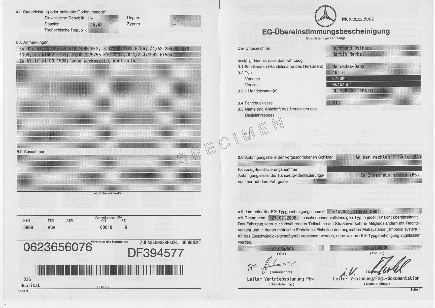 Obtenir un certificat de conformité Mercedes