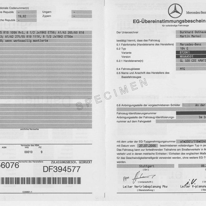 Obtenir un certificat de conformité Mercedes